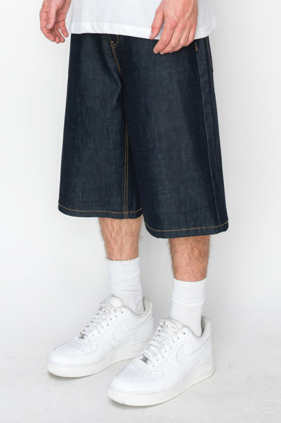 Baggy Fit Raw Denim Shorts-44445