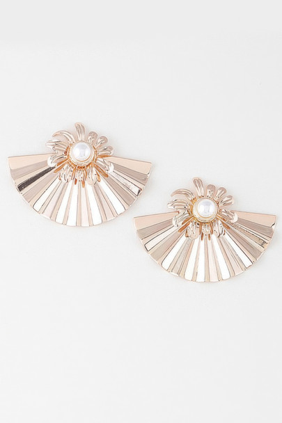Pearl Fan-shaped Earrings-52414