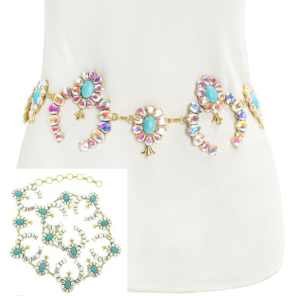 Western Squash Blossom Chain Link Belt-52237