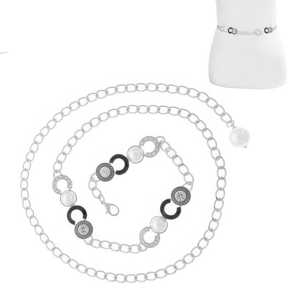 Fashionista Greek Key Jeweled Chain Link Belt-52205