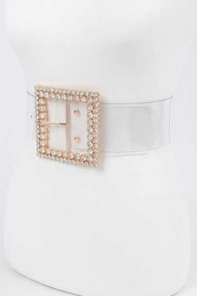 Multi Rhinestone Buckle Clear Plus Size Belt-50864