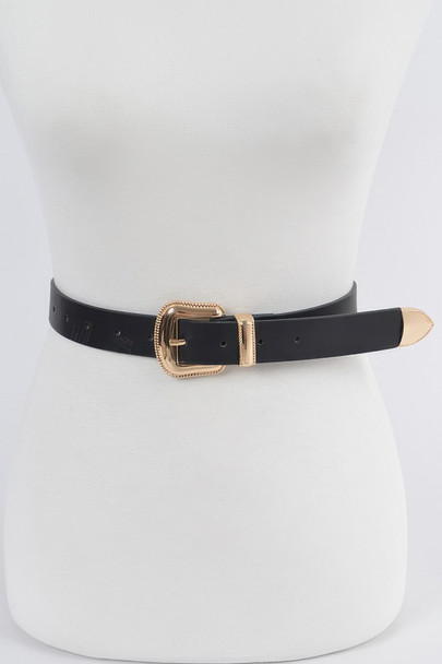 Metal Faux Leather Belt-50191