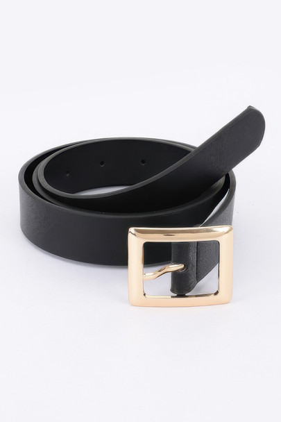 Simple Square Buckle Faux Leather Belt-49524