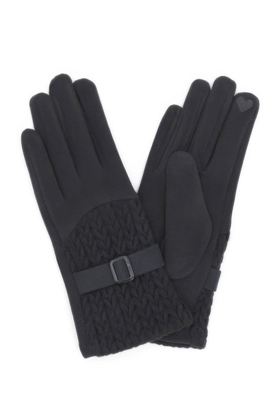Cable And Band Detailed Smart Touch Gloves-51412