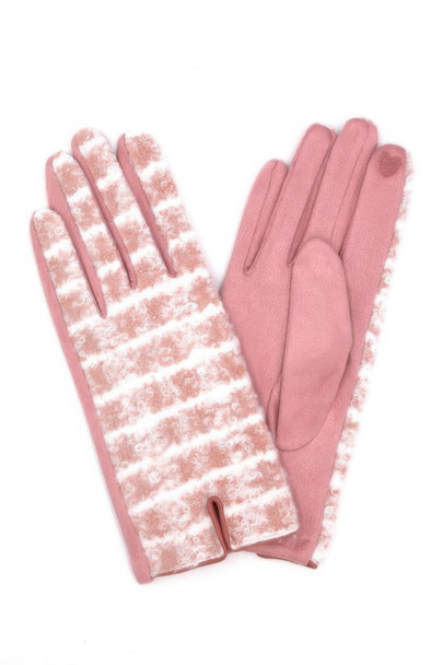 Fuzzy Check Plaid Smart Touch Gloves-51410