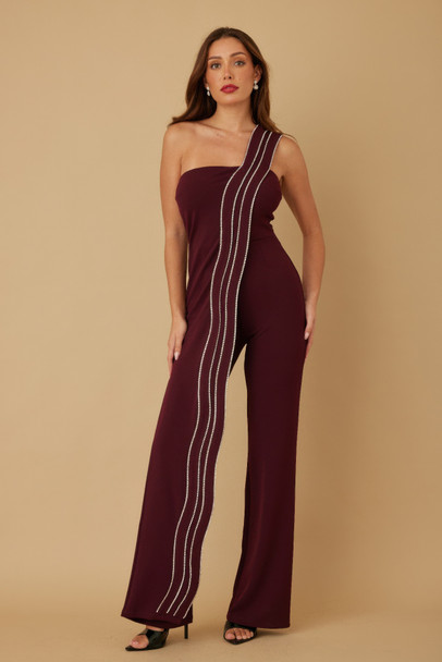 Flap Rhinestone Edge Jumpsuit-51933