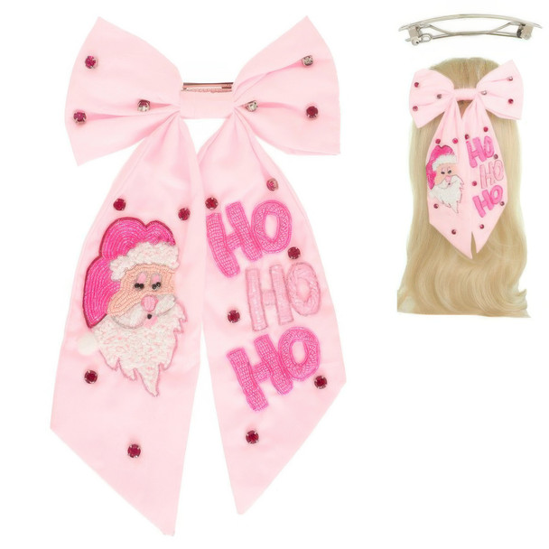 Christmas Santas Hohoho Bow Barrette Hair Clip-52303