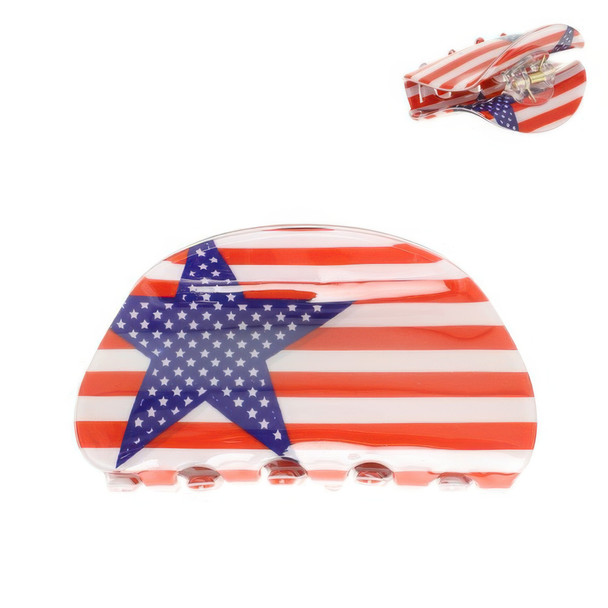 American Flag Theme Acrylic Hair Claw Clip-52040