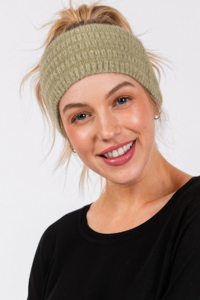 Fuzzy Cable Knit Headband-48375