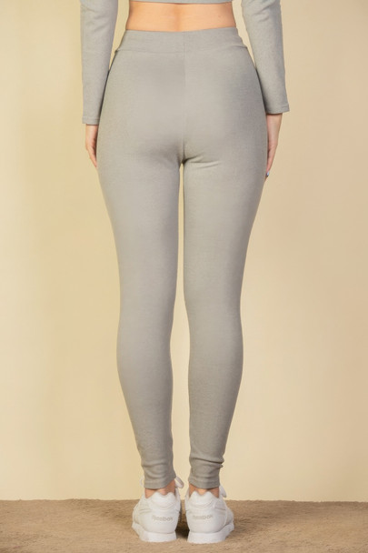 Tie-Front Ribbed Lounge Leggings-45721
