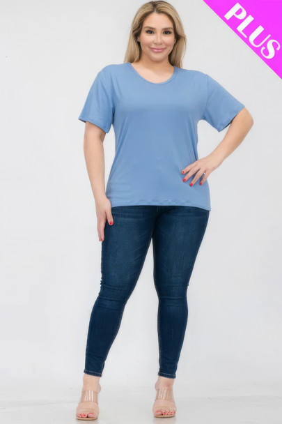 Plus Size Basic Short Sleeve T-shirt-44281