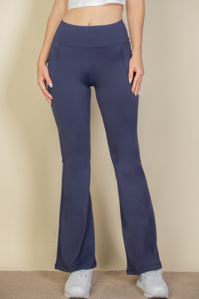 High Waist Side Pocket Flare Leggings-48343 High Waist Side Pocket Flare Leggings-48343