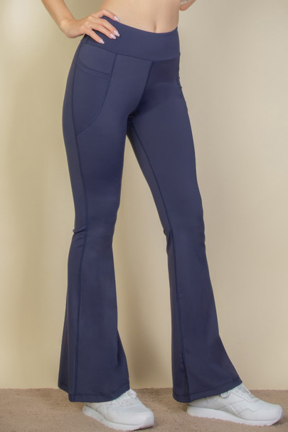 High Waist Side Pocket Flare Leggings-48343 High Waist Side Pocket Flare Leggings-48343