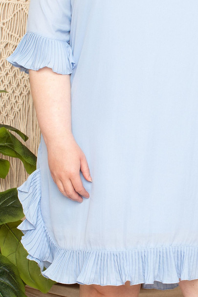 Pleated Ruffle Detailed Mini Dress-35684 Pleated Ruffle Detailed Mini Dress-35684