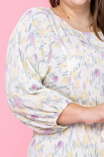 Abstract Printed Mini Swing Woven Dress-35568