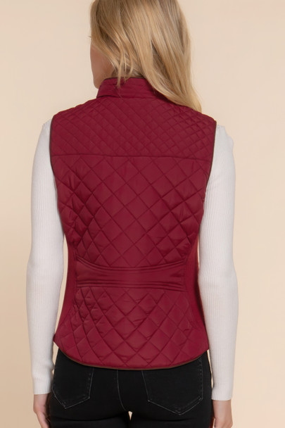 Suede Piping Quilted Padding Vest-44394