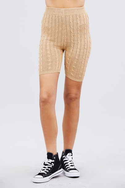 Twisted Effect Bermuda Length Sweater Shorts-28517