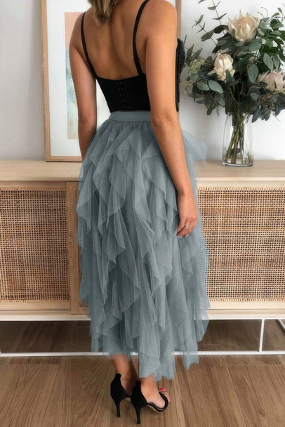 A Line Long Tulle Tiered Skirts-49149