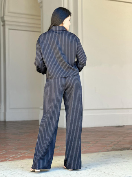 Striped Set With Double Waistband Pants And Top-54054