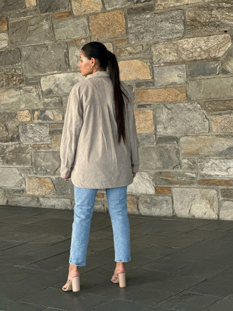 Oversized Corduroy Shacket Button Down Utility     -54333