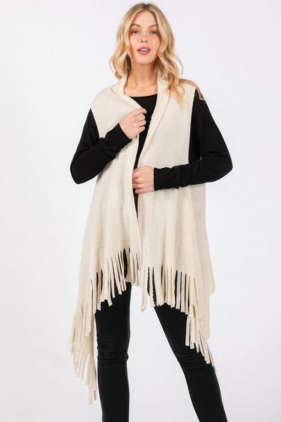 Embossed Dotted Line Tassel Knit Vest-51414