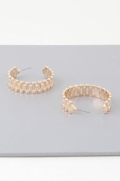 Triple Box Chain Hoop Earrings-52386