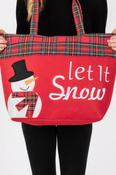 Let It Snow Letter Snowman Christmas Tote Bag-50862