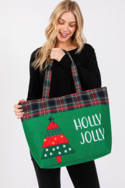 Holly Jolly Letter Christmastree Christmas Totebag-50860