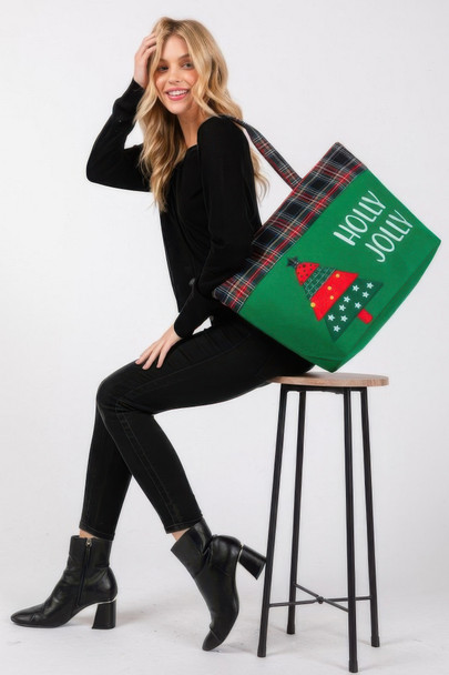 Holly Jolly Letter Christmastree Christmas Totebag-50860