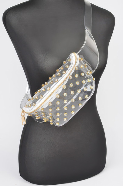 Transparent Rhinestone Studded Fanny Pack-48963