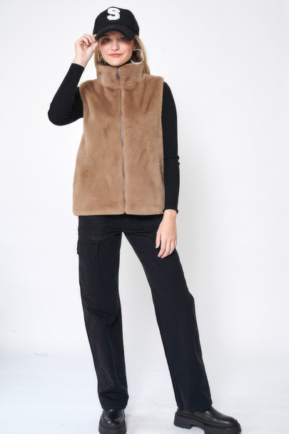 Solid Faux Fur Vest-46972