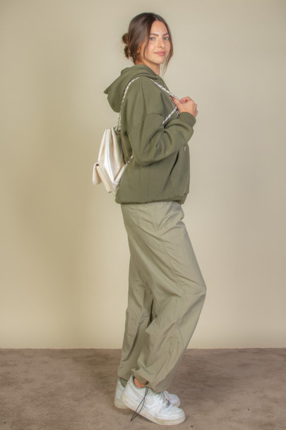 Graphic Kangaroo Pocket Drawstring Hoodie-45810