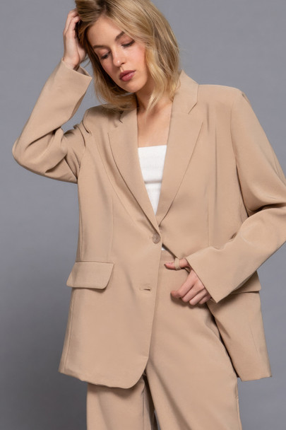 Long slv front button closure blazer      -45059
