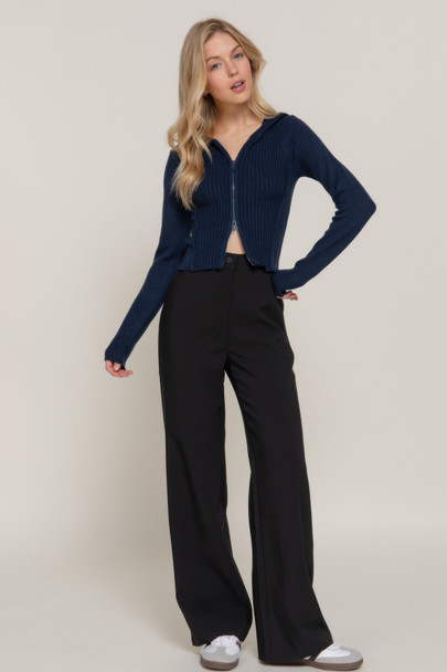 2-way zip closure sweater hoodie cardigan        -45049