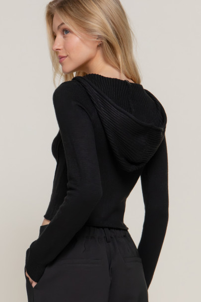 2-way zip closure sweater hoodie cardigan        -45045