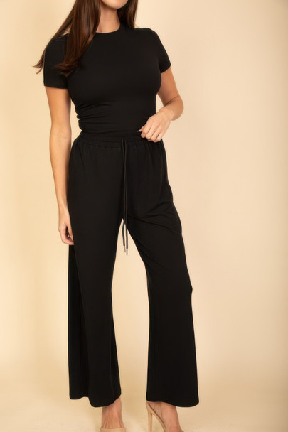 Relaxed Fit Top And Wide-leg Pants Set-51465