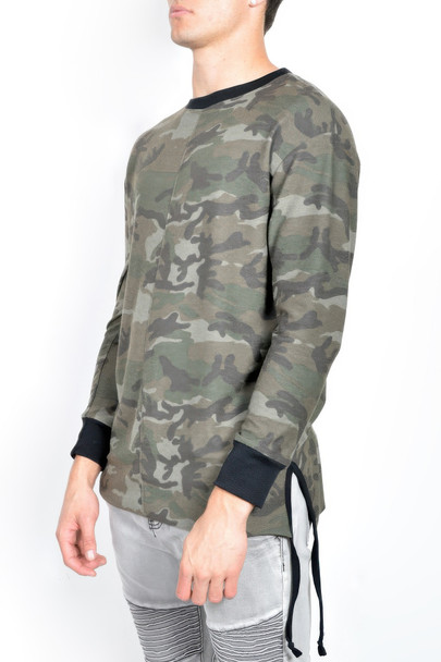 Mens Casual Long Sleeve Camo T-shirt Tops-45698