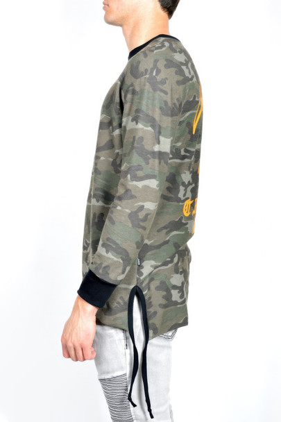 Mens Casual Long Sleeve Camo T-shirt Tops-45698