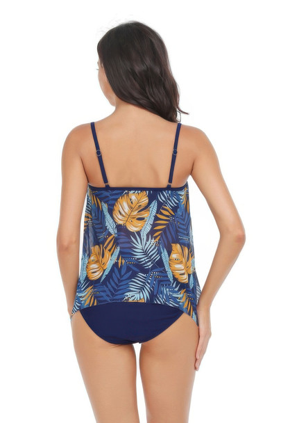 Sleeveless Strappy Floral Print Split Swimsuit Set-49349