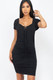 Front Lace Up Ruched Mini Dress-42215