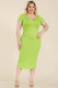 Plus Size Split Neck Bodycon Midi Dress-42263