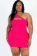 Plus Size Ribbed One Shoulder Cutout Front Casual Mini Bodycon Dress-44714
