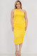 Plus Size Sexy Solid Color Ruched One Shoulder Midi Bodycon Dress-44502