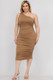 Plus Size Sexy Solid Color Ruched One Shoulder Midi Bodycon Dress-44501