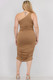Plus Size Sexy Solid Color Ruched One Shoulder Midi Bodycon Dress-44501
