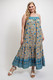 Floral And Aztec Print Drop Down Maxi Dress With Spaghetti Strap-43860