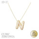 18k Gold Plated Cz Pave Bubble Letter Necklace-52170