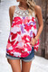 Floral Print Lace Trim Sleeveless Loose Pleated Top-49923