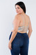Plus Size Open Stripe Back Cami Strap Athletic Lounge Bra-30924