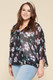 Plus Size Floral Chiffon Sheer Surplice Top-30563